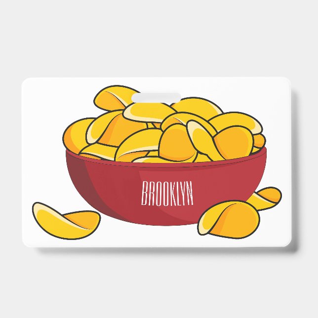 Potato chip cartoon illustration  badge (Front)