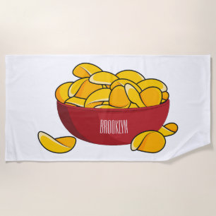 Potato chip cartoon illustration  beach towel