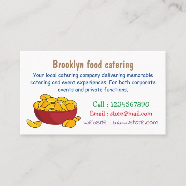 Potato chip cartoon illustration business card (Front)