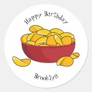 Potato chip cartoon illustration classic round sticker