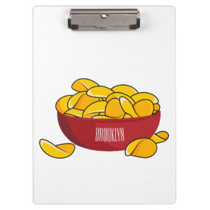 Potato chip cartoon illustration clipboard