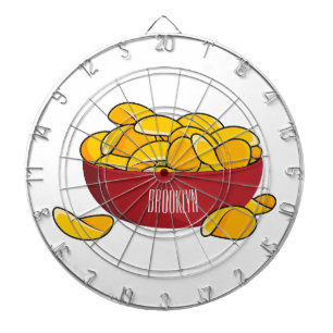 Potato chip cartoon illustration  dartboard