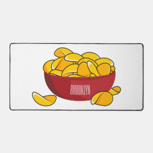 Potato chip cartoon illustration desk mat