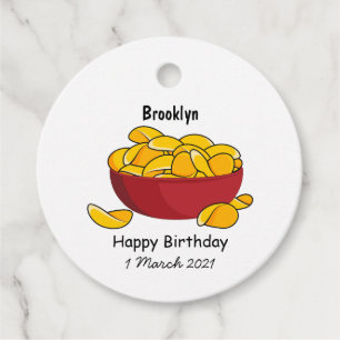 Potato chip cartoon illustration favour tags