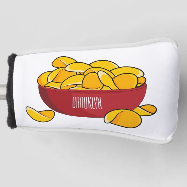 Potato chip cartoon illustration  golf head cover (Front)