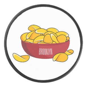 Potato chip cartoon illustration hockey puck
