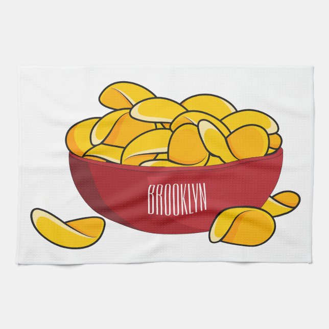 Potato chip cartoon illustration  kitchen towel (Horizontal)