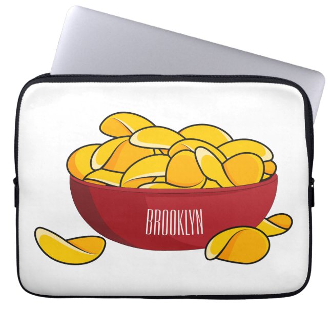 Potato chip cartoon illustration  laptop sleeve (Front)
