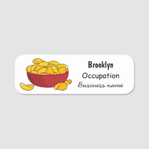 Potato chip cartoon illustration name tag