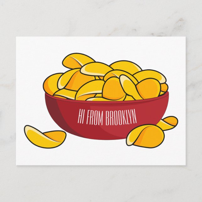 Potato chip cartoon illustration  postcard (Front)