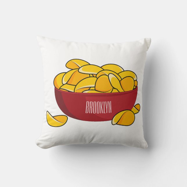 Potato chip cartoon illustration  throw pillow (Front)