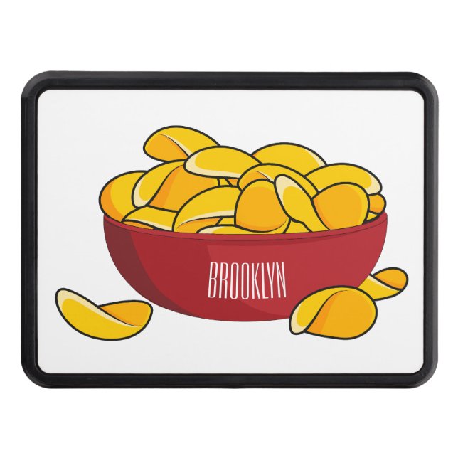Potato chip cartoon illustration  trailer hitch cover (Front)