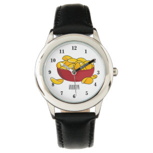 Potato chip cartoon illustration watch