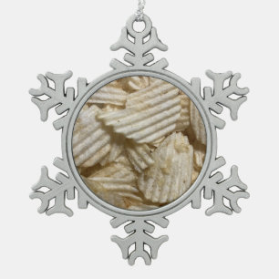 Potato Chips Snowflake Pewter Christmas Ornament