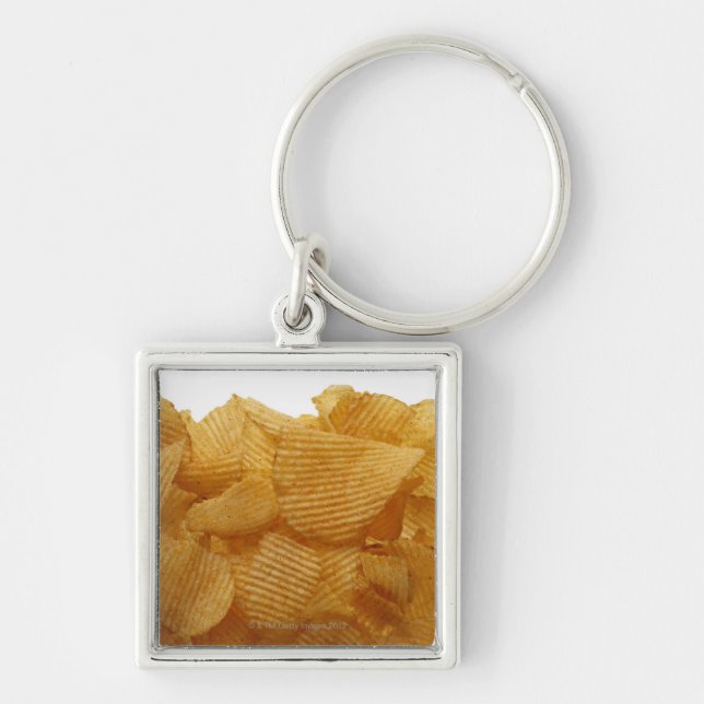 Potato crisps on white background, DFF image Keychain (Front)