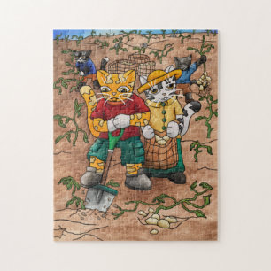 Potato Harvest Cats Jigsaw Puzzle