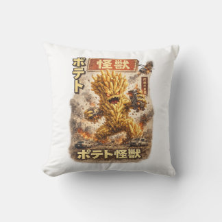Potato Kaiju – Retro Japanese Monster Poster Throw Pillow
