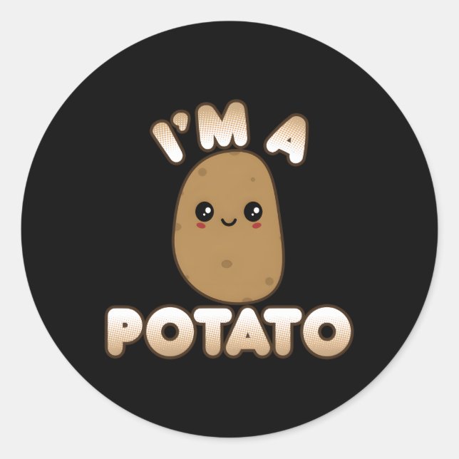 Potato Kawaii Style Smiling I'M A Potato Classic Round Sticker (Front)