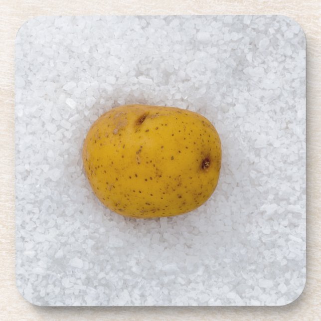 Potato macro as background with salt coaster (Front)