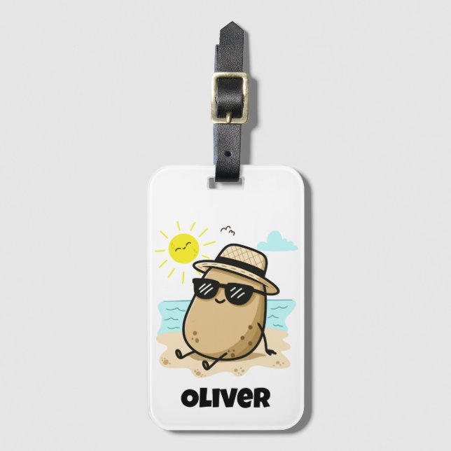 Potato On The Beach Summer Vibes Luggage Tag (Front Vertical)