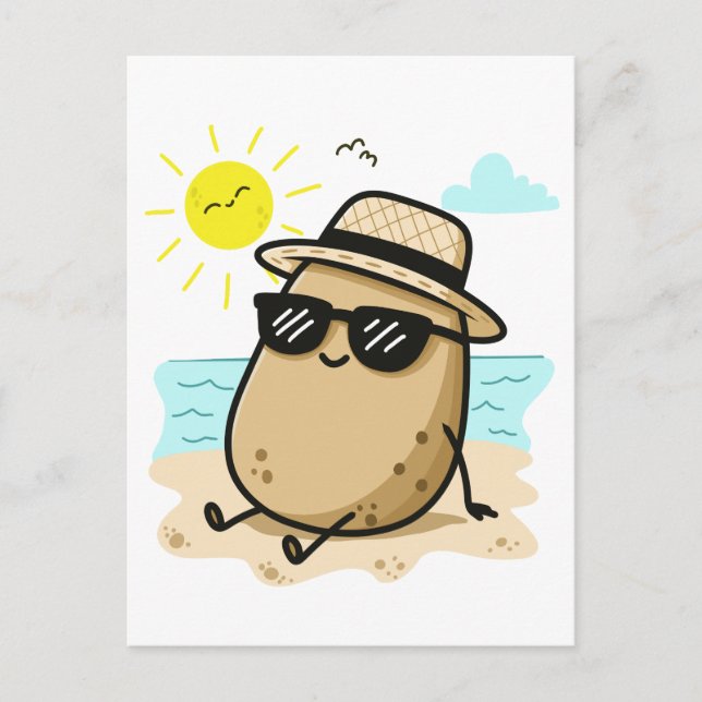 Potato On The Beach Summer Vibes Postcard (Front)