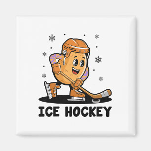 Potato Playing Ice Hockey Player Sports Athlete Ga Magnet