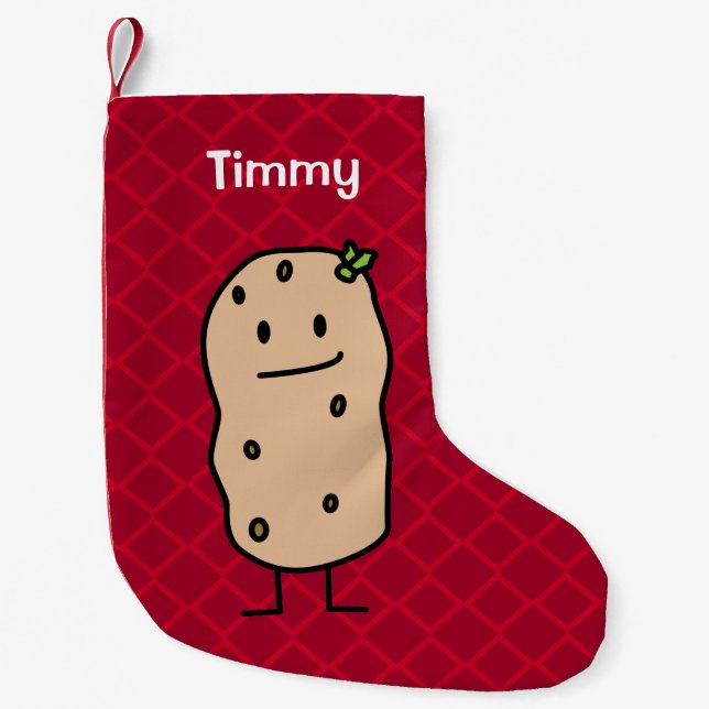 Potato Potatoes - Christmas Happy Cute Smiling Small Christmas Stocking (Front)
