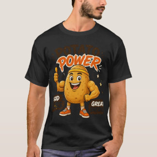 Potato Power Cartoon Fitness Design T-Shirt
