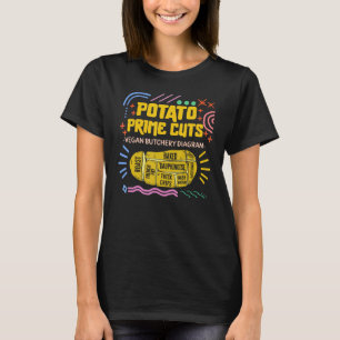 Potato Prime Cuts Vegan Butchery Diagram Vegetable T-Shirt