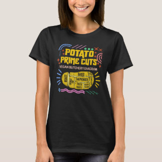 Potato Prime Cuts Vegan Butchery Diagram Vegetable T-Shirt