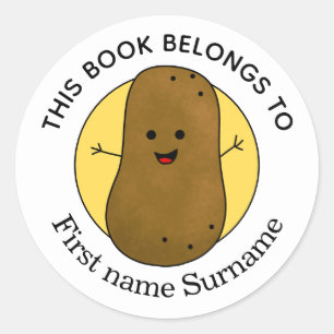 Potato This Book Belongs To Personalized  Classic Round Sticker