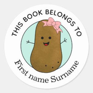 Potato This Book Belongs To Personalized  Classic  Round Sticker