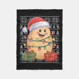 Potato Xmas Sweater Style Ugly Santa Hat Potato Ch Fleece Blanket