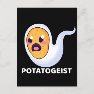 Potatogeist Spooky Spud Potato - Cute Halloween Postcard