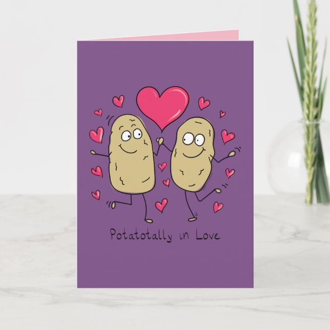 Potatotally in Love Valentine Potato Greeting Card (Front)