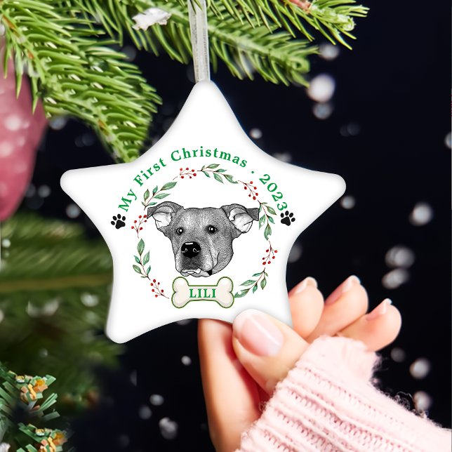 Potcake Dog Personalized Hand Drawing Ceramic Ornament (Creator Uploaded)