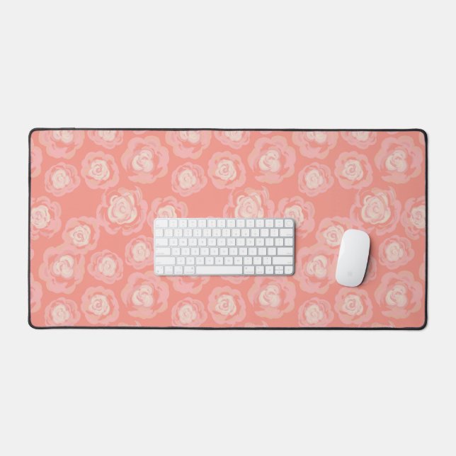 Poteau de bureau d'esthétique botanique rose (Clavier et souris)