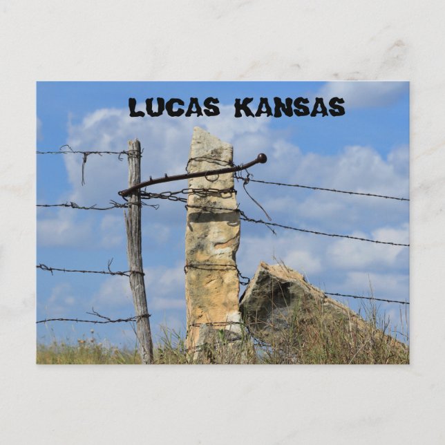 Poteau de clôture en pierre du Kansas, carte posta (Devant)