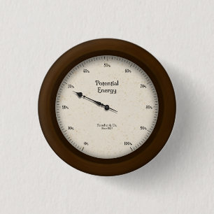 Potential Energy Gauge Meter Steampunk Industrial 1 Inch Round Button