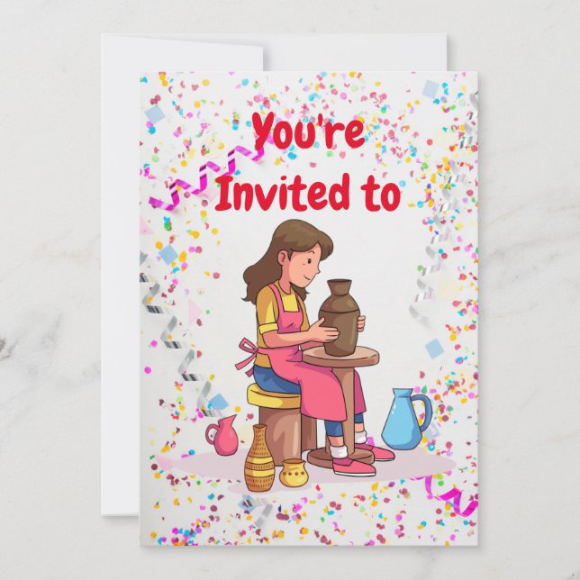 Poterie Anniversaire Fête Invitation (Devant)
