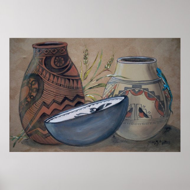 Poterie indienne Poster Design, tons neutres de la (Devant)