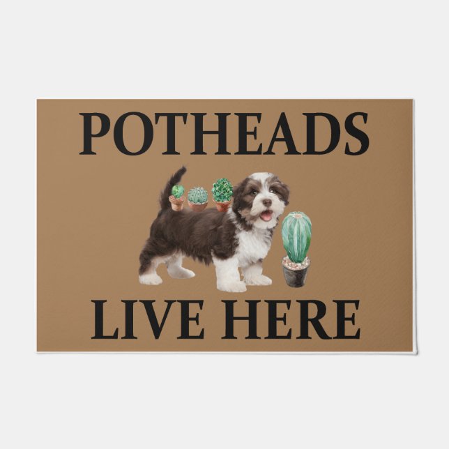 Potheads Live Here, Dog Gift Lover Shih Tzu Doormat (Front)