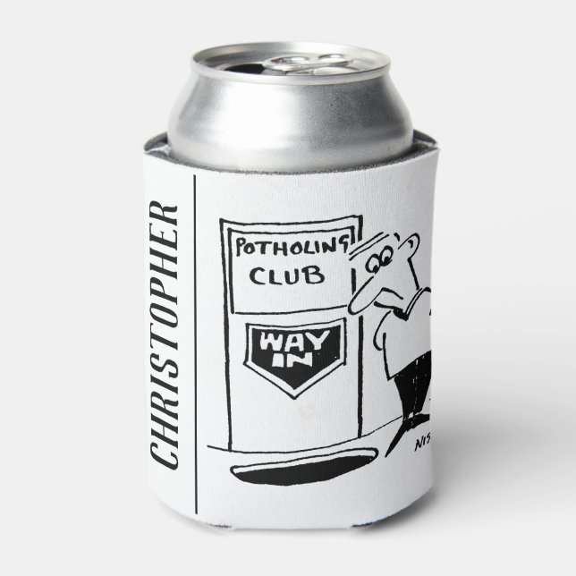 Potholing Club Entrance in the Floor Cartoon Can Cooler (Can Front)