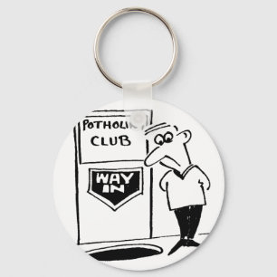 Potholing Club Entrance in the Floor Cartoon Keychain