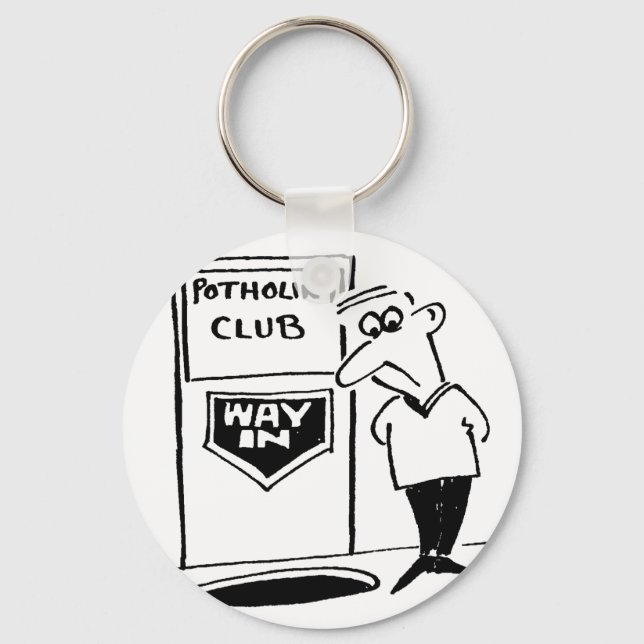 Potholing Club Entrance. Potholing joke Keychain (Front)