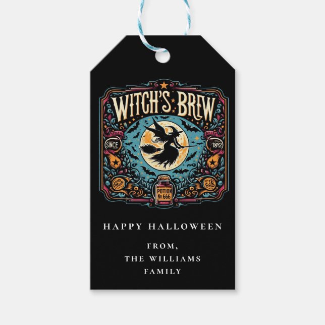 Potion Halloween Party Witch's Brew Gift Tag (Front)