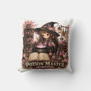 Potion Master At Work Cute Fantasy Witch Throw Pillow