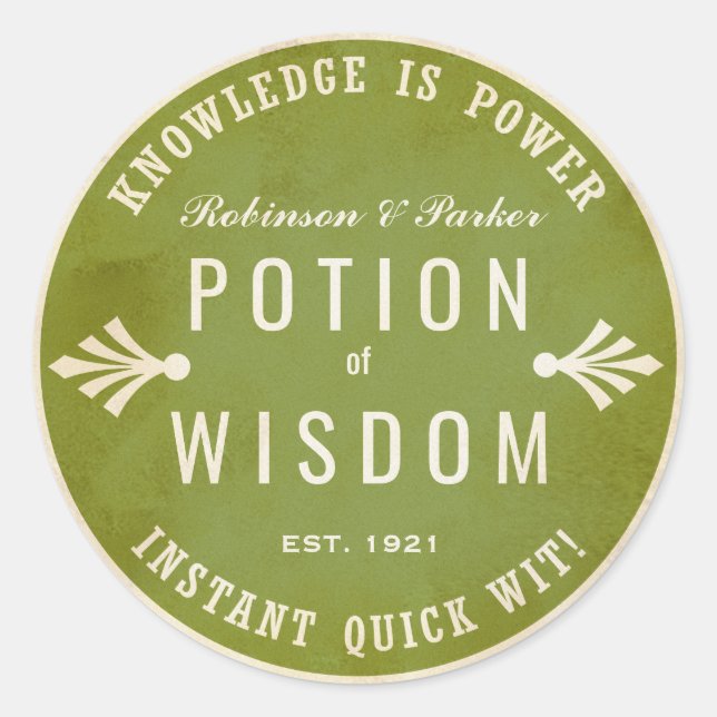 Potion of Wisdom green Halloween potion sticker (Front)