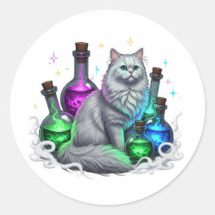 Potion Persian – Halloween Cat Classic Round Sticker