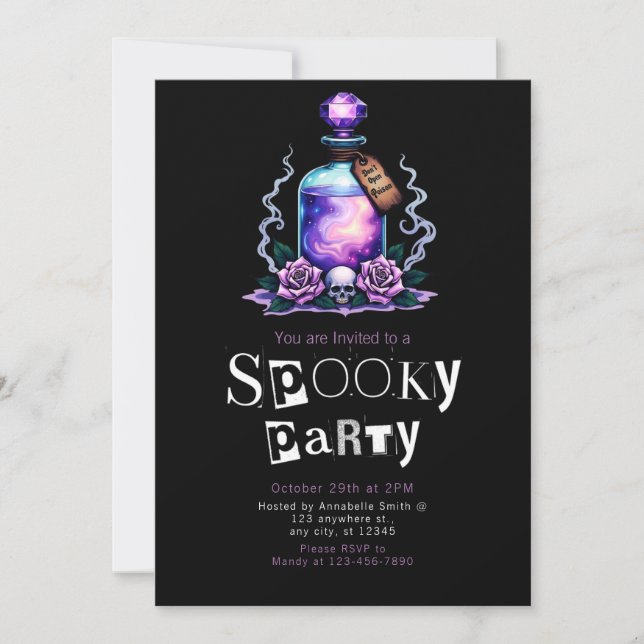 Potion Poison Skull Modern Minimalist Halloween Invitation (Front)